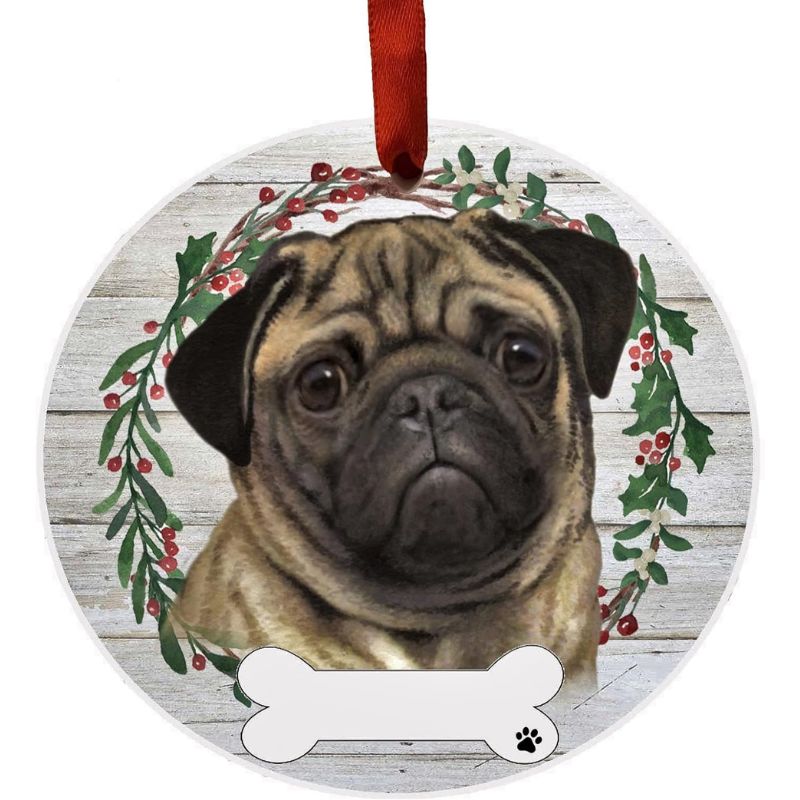 Pug Wreath Ornament